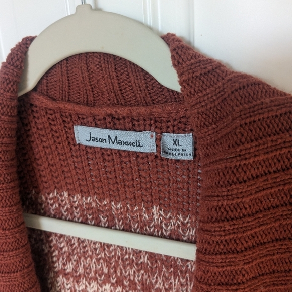 Women's Striped Maroon and Beige Sweater - Picture 2 of 3